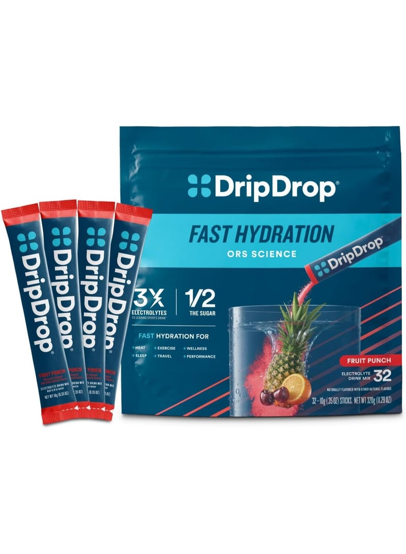 مشروب دروب دروب للترطيب - بطيخ - مزيج مشروب الإلكتروليت بحجم حصة واحدة | خالي من الكائنات المعدلة وراثيًا، خالي من الجلوتين، نباتي | 32 عود